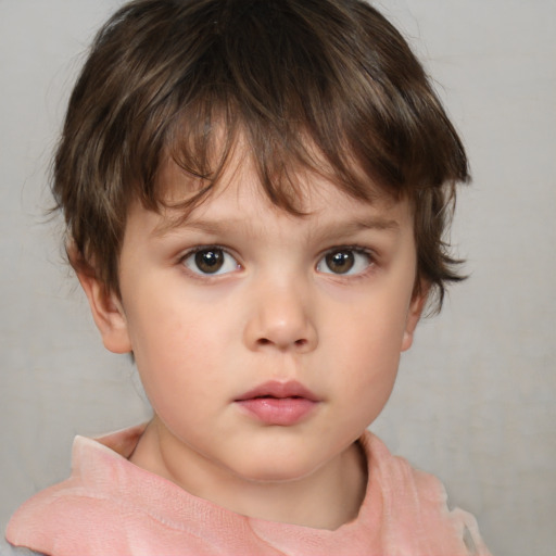 Neutral white child female with short  brown hair and brown eyes