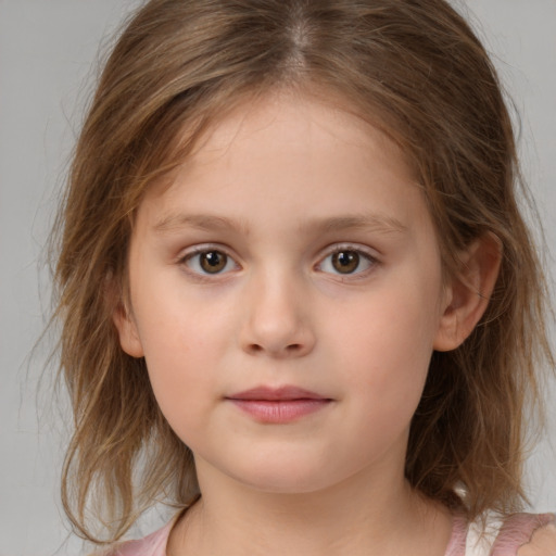 Neutral white child female with medium  brown hair and brown eyes