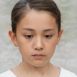 Neutral white child female with medium  brown hair and brown eyes