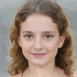 Joyful white young-adult female with medium  brown hair and green eyes