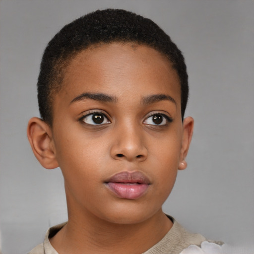 Neutral asian child female with short  brown hair and brown eyes