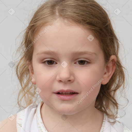 Neutral white child female with medium  brown hair and brown eyes