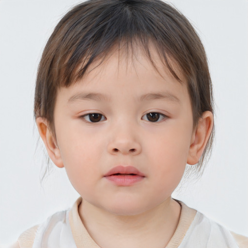 Neutral white child female with medium  brown hair and brown eyes