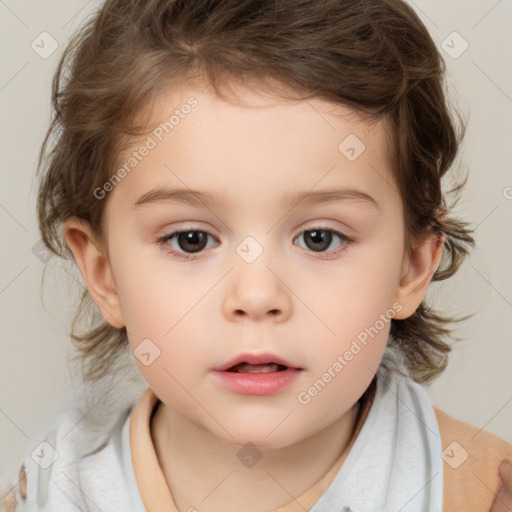 Neutral white child female with medium  brown hair and brown eyes