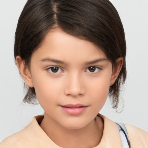 Neutral white child female with medium  brown hair and brown eyes