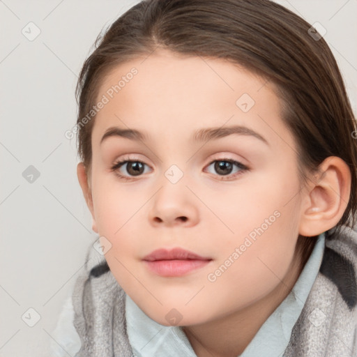 Neutral white child female with medium  brown hair and brown eyes