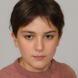 Neutral white child female with short  brown hair and brown eyes