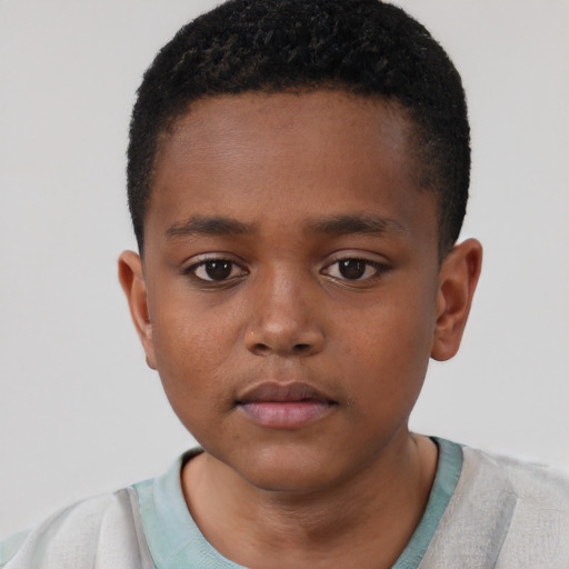 Neutral black child male with short  brown hair and brown eyes
