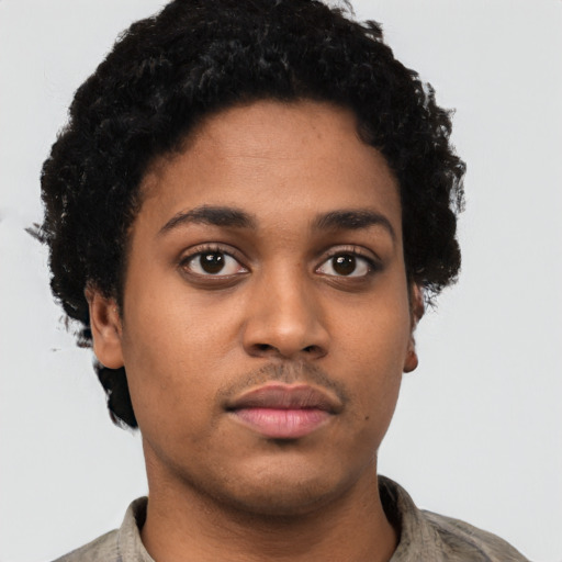 Neutral latino young-adult female with short  black hair and brown eyes
