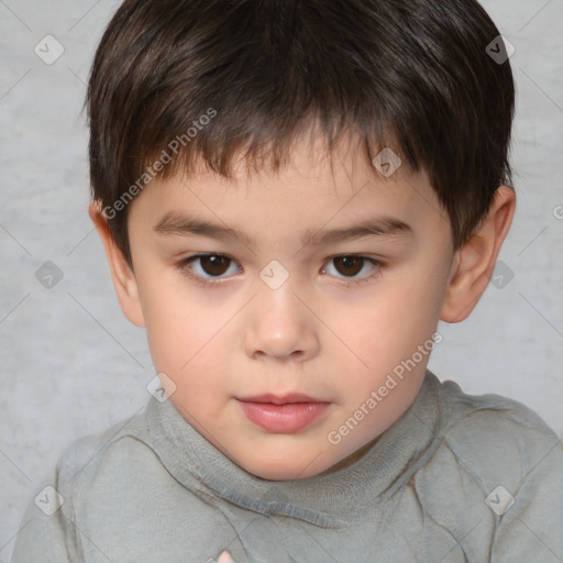 Neutral white child male with short  brown hair and brown eyes