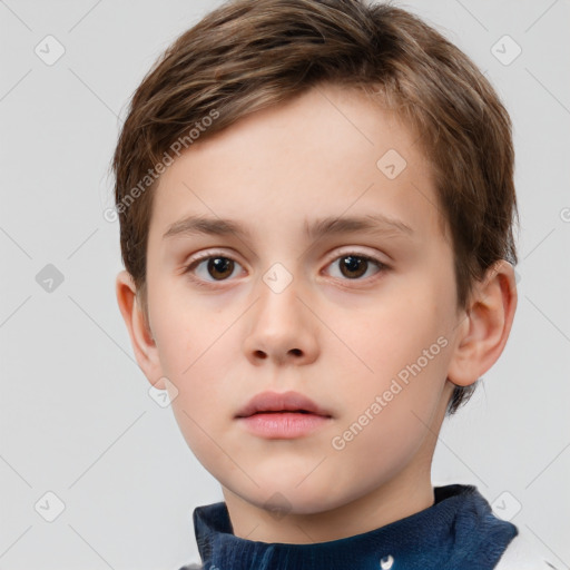 Neutral white child male with short  brown hair and brown eyes