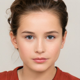Neutral white young-adult female with short  brown hair and brown eyes