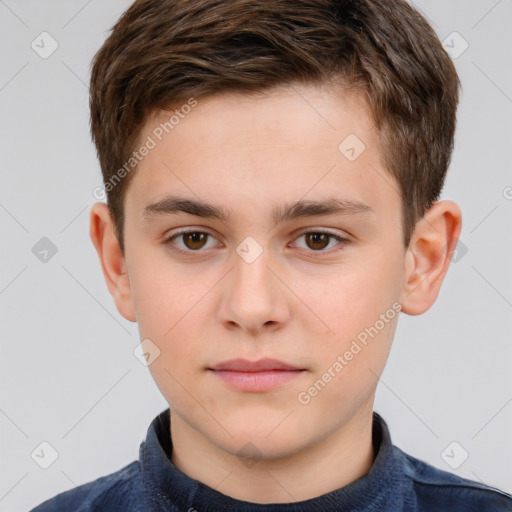 Neutral white child male with short  brown hair and brown eyes