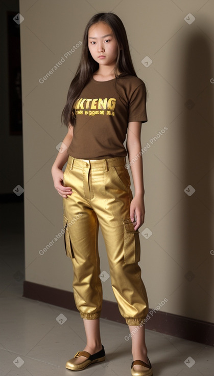 Mongolian teenager girl with  brown hair