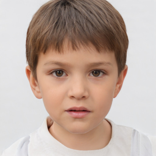 Neutral white child male with short  brown hair and brown eyes