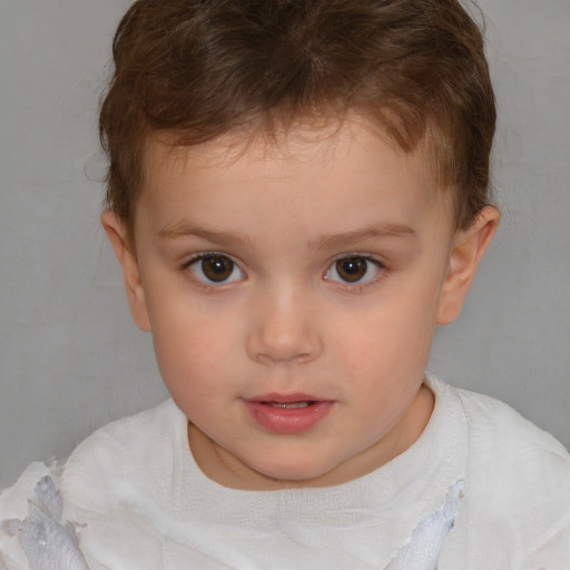 Neutral white child male with short  brown hair and brown eyes