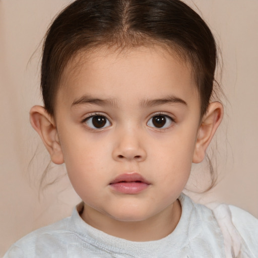 Neutral white child female with medium  brown hair and brown eyes