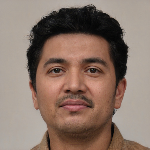 Neutral asian young-adult male with short  brown hair and brown eyes