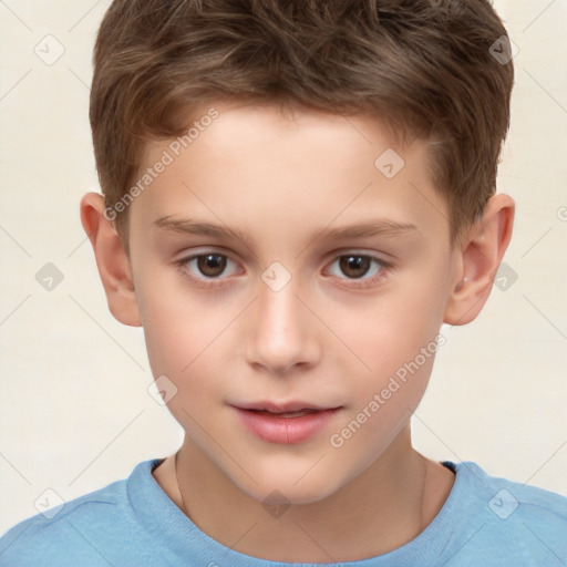 Neutral white child male with short  brown hair and brown eyes