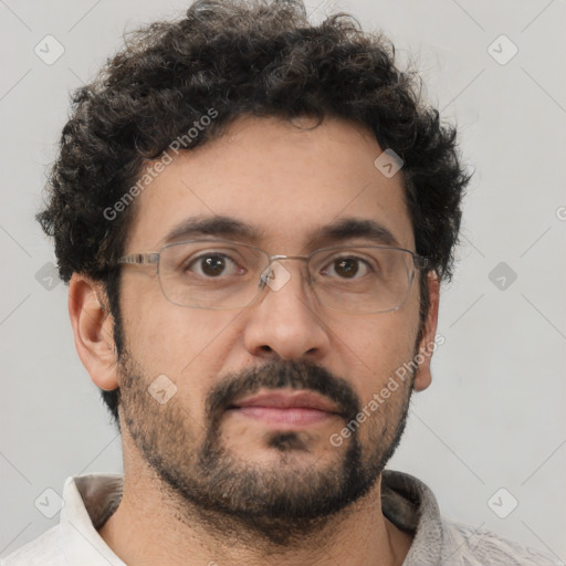 Neutral white adult male with short  brown hair and brown eyes