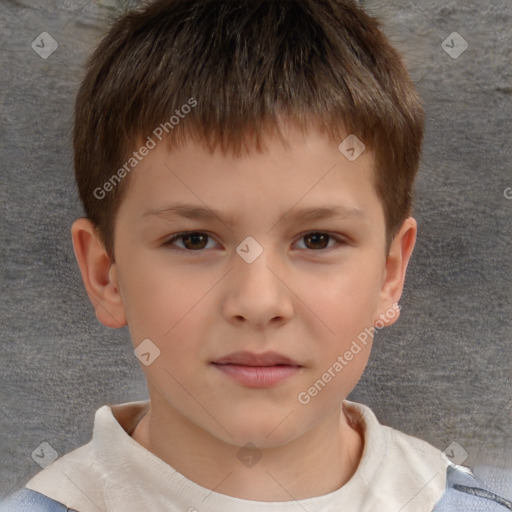 Neutral white child male with short  brown hair and brown eyes