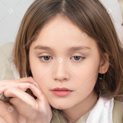 Neutral white child female with medium  brown hair and brown eyes