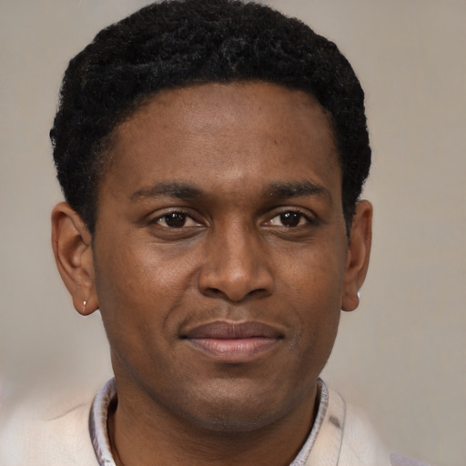 Neutral latino young-adult male with short  brown hair and brown eyes