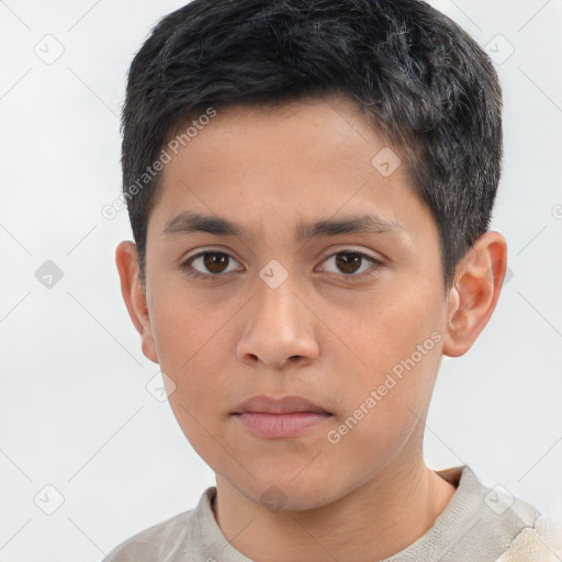Neutral asian young-adult male with short  brown hair and brown eyes