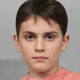 Neutral white child male with short  brown hair and brown eyes