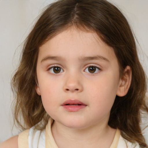 Neutral white child female with medium  brown hair and brown eyes