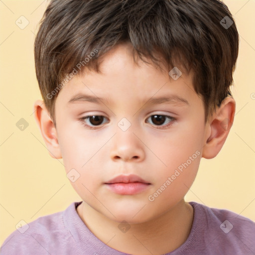 Neutral white child male with short  brown hair and brown eyes