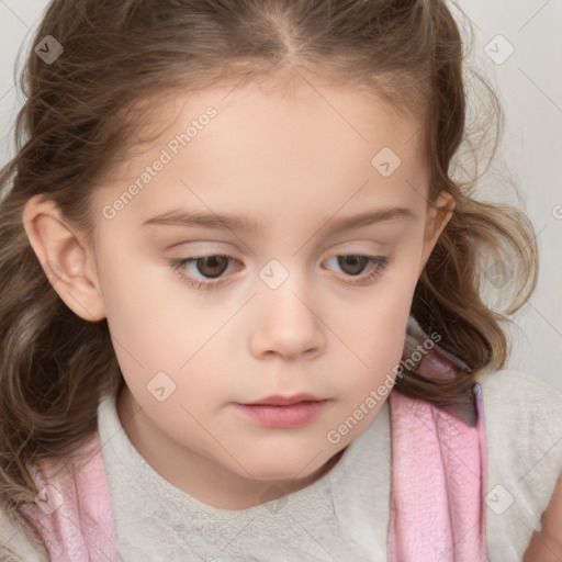 Neutral white child female with medium  brown hair and brown eyes