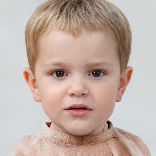 Neutral white child male with short  brown hair and grey eyes