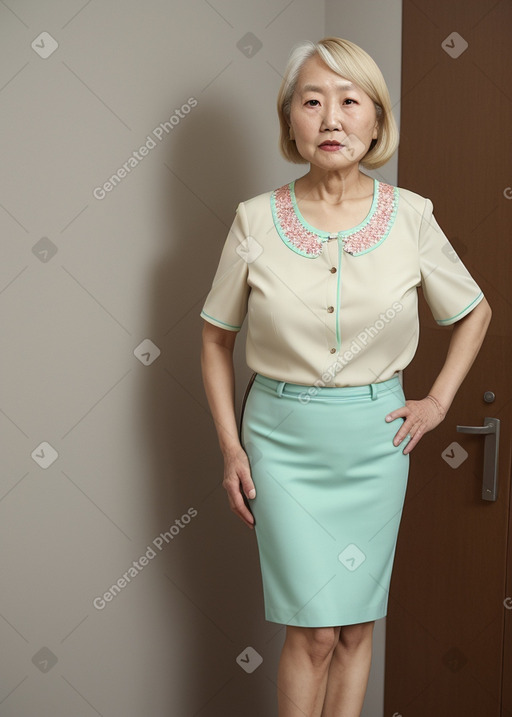 Korean elderly female with  blonde hair