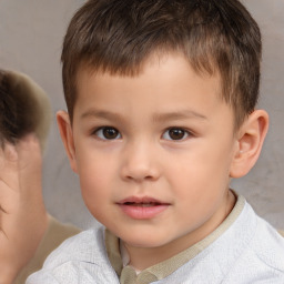 Neutral white child male with short  brown hair and brown eyes