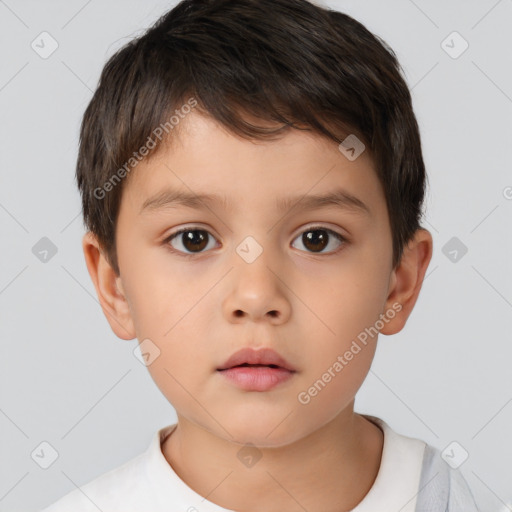 Neutral white child male with short  brown hair and brown eyes