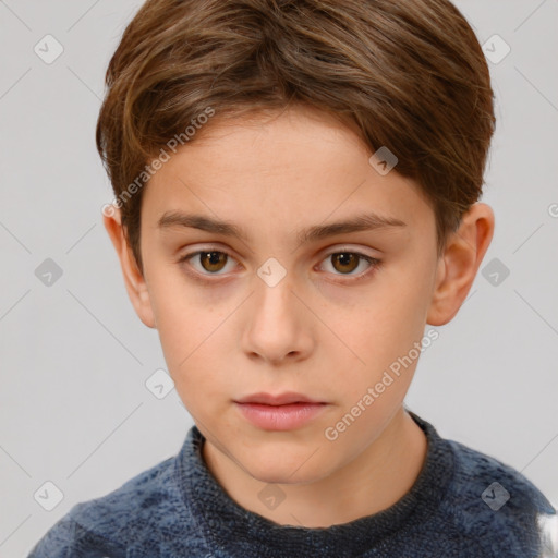 Neutral white child male with short  brown hair and grey eyes