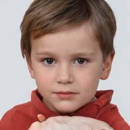 Neutral white child male with short  brown hair and brown eyes