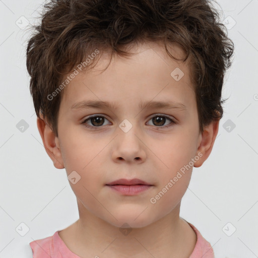 Neutral white child male with short  brown hair and brown eyes