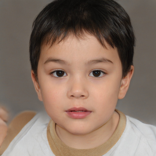 Neutral white child male with short  brown hair and brown eyes