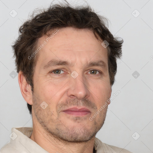 Neutral white adult male with short  brown hair and brown eyes