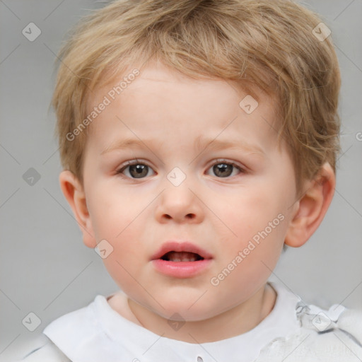 Neutral white child male with short  brown hair and brown eyes