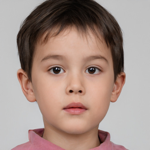 Neutral white child male with short  brown hair and brown eyes