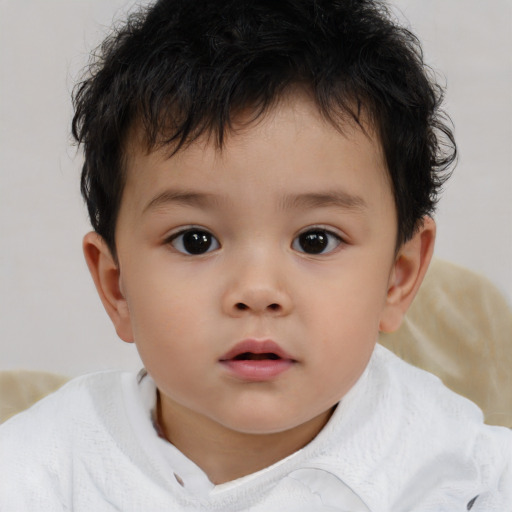 Neutral white child male with short  brown hair and brown eyes