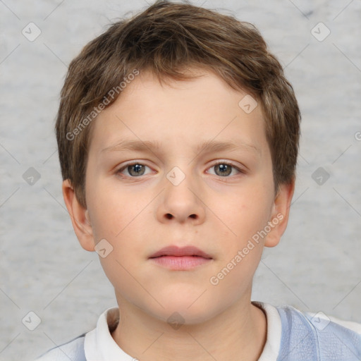 Neutral white child male with short  brown hair and brown eyes