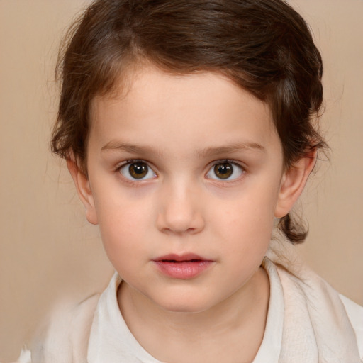 Neutral white child female with medium  brown hair and brown eyes