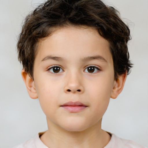 Neutral white child male with short  brown hair and brown eyes