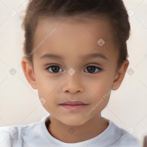 Neutral white child female with short  brown hair and brown eyes