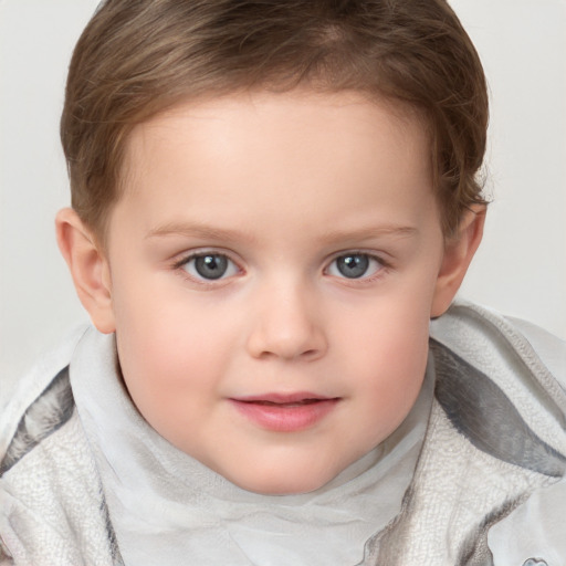 Neutral white child female with short  brown hair and brown eyes