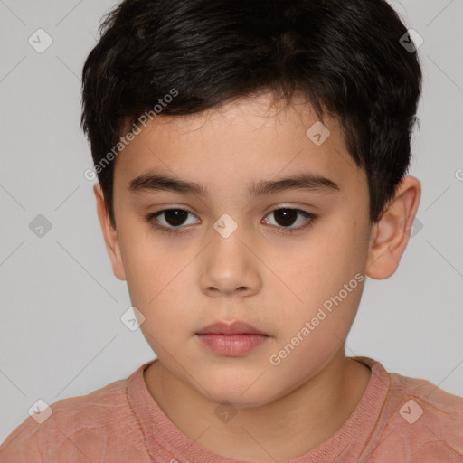 Neutral white child male with short  brown hair and brown eyes